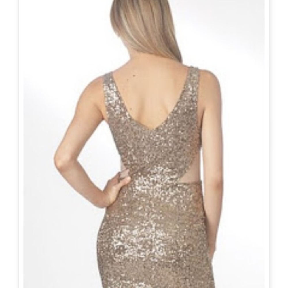 Gold sequin party cocktail dress